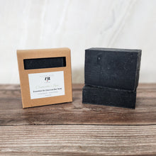 Load image into Gallery viewer, Chamomile + Aloe Essential Oil Charcoal Bar Soap