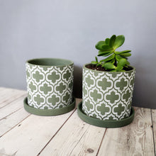 Load image into Gallery viewer, Olive Cross medium 5 inch ceramic planter pot