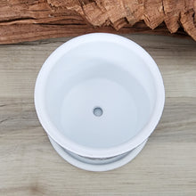 Load image into Gallery viewer, White Fleur de Lis small 3.5 inch ceramic planter pot