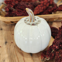Load image into Gallery viewer, White Glazed Ceramic Pumpkin