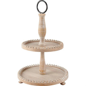 Two-tiered Beaded Edge Wood Tray