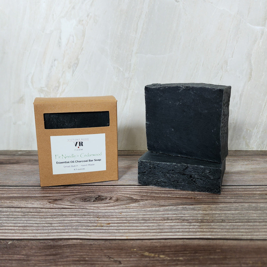 Fir Needle + Cedarwood Essential Oil Charcoal Bar Soap