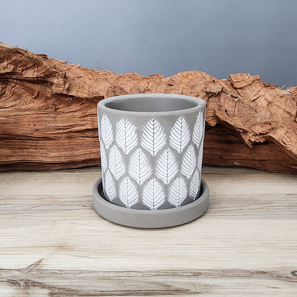 grey ceramic plant pot Grey Leaves small 3.5 inch ceramic planter pot
