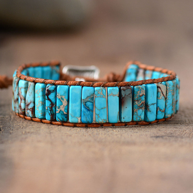Bohemian Leather Rope Adjustable Emperor Stone Bracelet