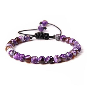 Purple Fire Agate Adjustable Stone Bracelet