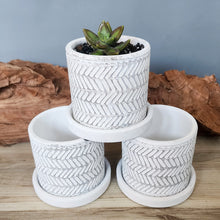 Load image into Gallery viewer, White Leaves small 3.5 inch ceramic planter pot
