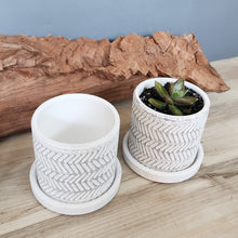 Load image into Gallery viewer, White Leaves small 3.5 inch ceramic planter pot
